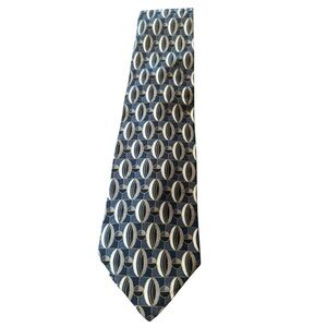 Henry Grethel Geometric Mid-Century Mod Necktie Blue Office Boss 4x55 Short VTG